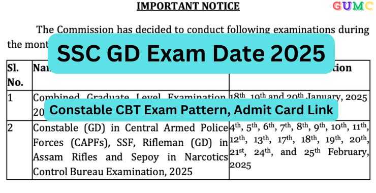 SSC GD Exam Date 2025